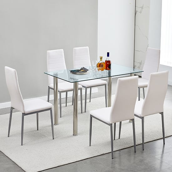 Silo Clear Glass Dining Table With Chrome Metal Legs_5