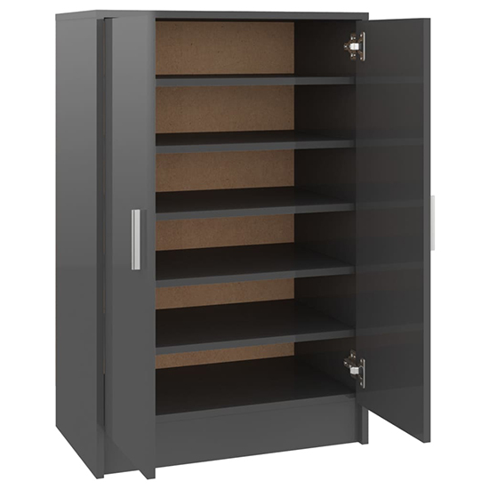 Seiji High Gloss Shoe Storage Cabinet With 2 Doors In Grey_5