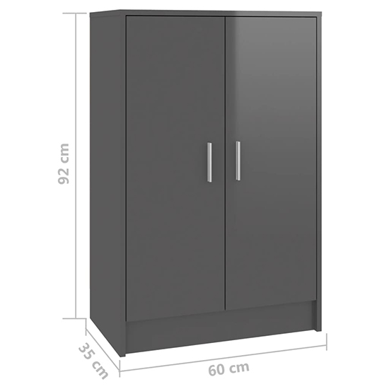 Seiji High Gloss Shoe Storage Cabinet With 2 Doors In Grey_6