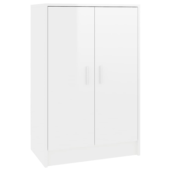 Seiji High Gloss Shoe Storage Cabinet With 2 Doors In White_3
