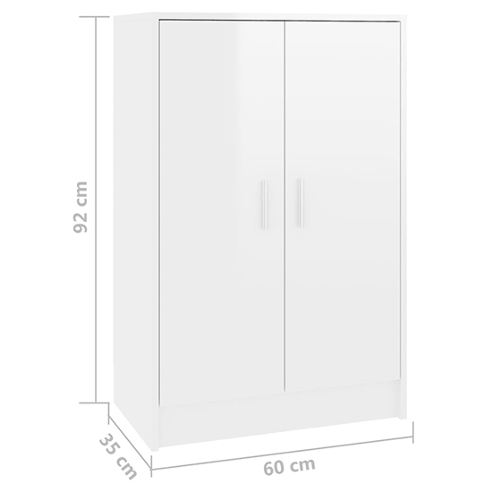Seiji High Gloss Shoe Storage Cabinet With 2 Doors In White_6
