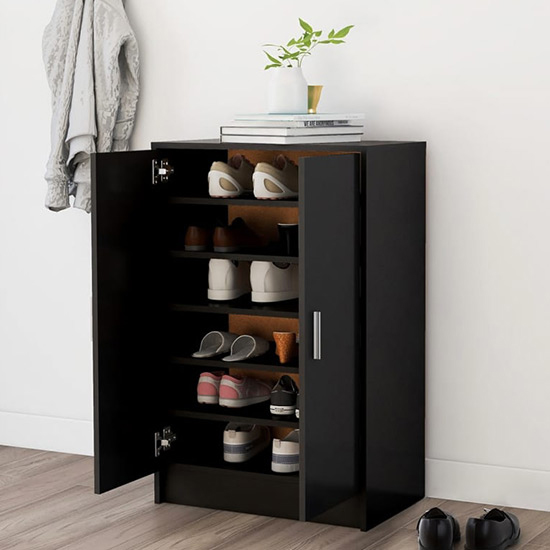 Seiji Wooden Shoe Storage Cabinet With 2 Doors In Black_2