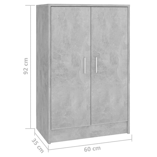 Seiji Wooden Shoe Storage Cabinet With 2 Doors In Concrete Effect