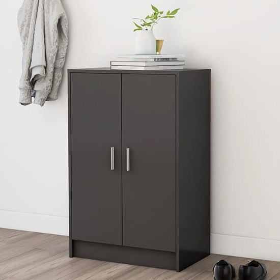 Seiji Wooden Shoe Storage Cabinet With 2 Doors In Grey