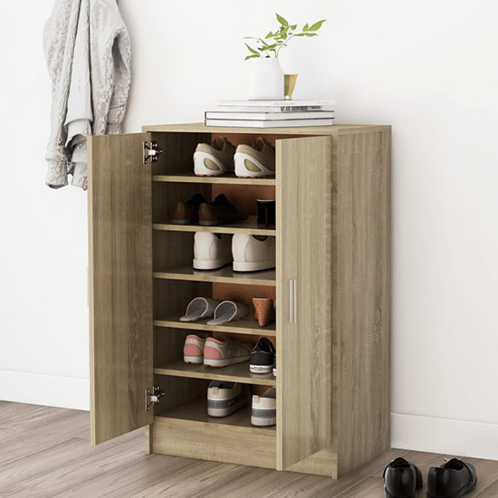 Seiji Wooden Shoe Storage Cabinet With 2 Doors In Sonoma Oak