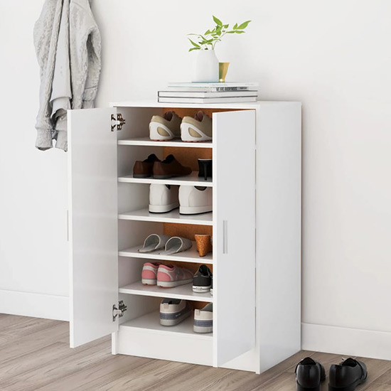 Seiji Wooden Shoe Storage Cabinet With 2 Doors In White
