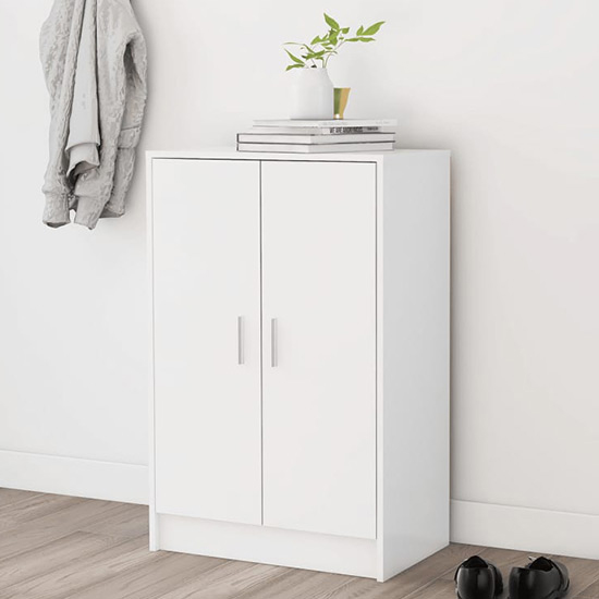 Read more about Seiji wooden shoe storage cabinet with 2 doors in white