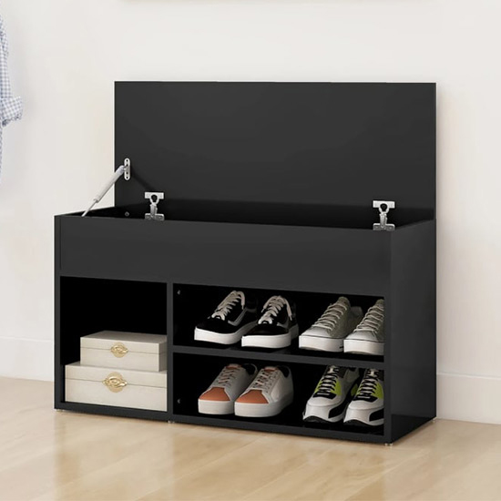 Seim High Gloss Shoe Storage Bench With 2 Shelves In Grey Furniture