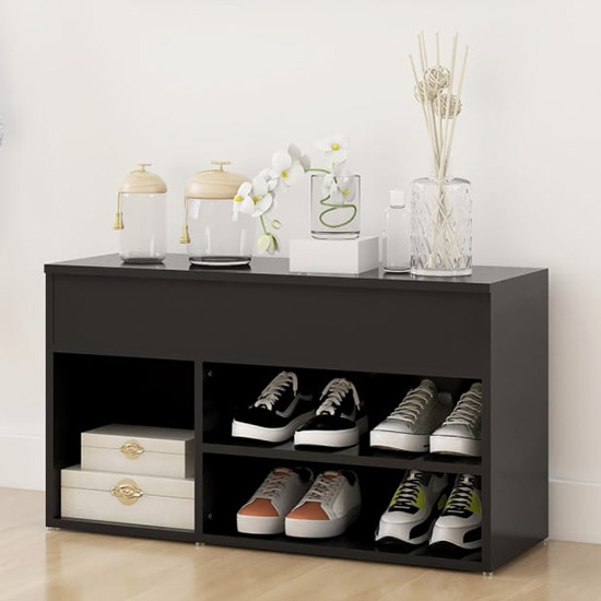 Seim Wooden Shoe Storage Bench With 2 Shelves In Grey