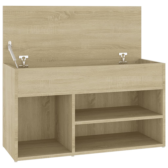 Seim Wooden Shoe Storage Bench With 2 Shelves In Sonoma Oak