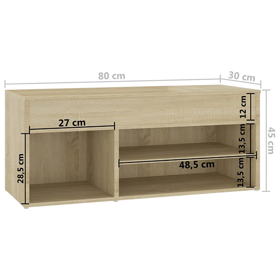 Seim Wooden Shoe Storage Bench With 2 Shelves In Sonoma Oak