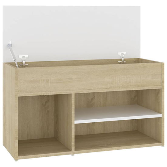 Seim Wooden Shoe Storage Bench With 2 Shelves In White Oak_5