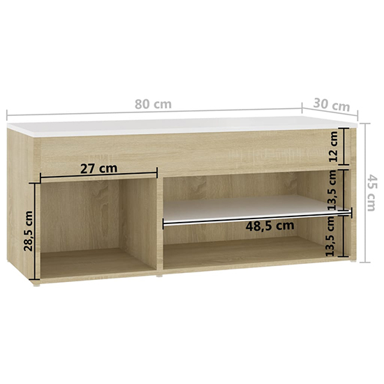 Seim Wooden Shoe Storage Bench With 2 Shelves In White Oak_6