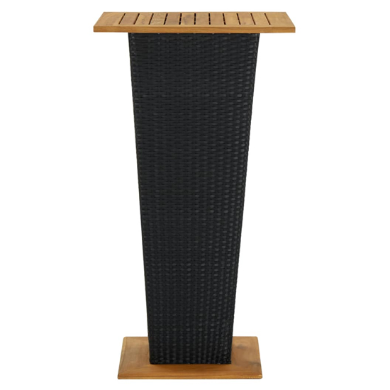 Selah 60cm Wooden Top Bar Table With Poly Rattan Base In Black