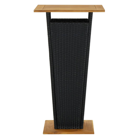 Selah 60cm Wooden Top Bar Table With Poly Rattan Base In Black