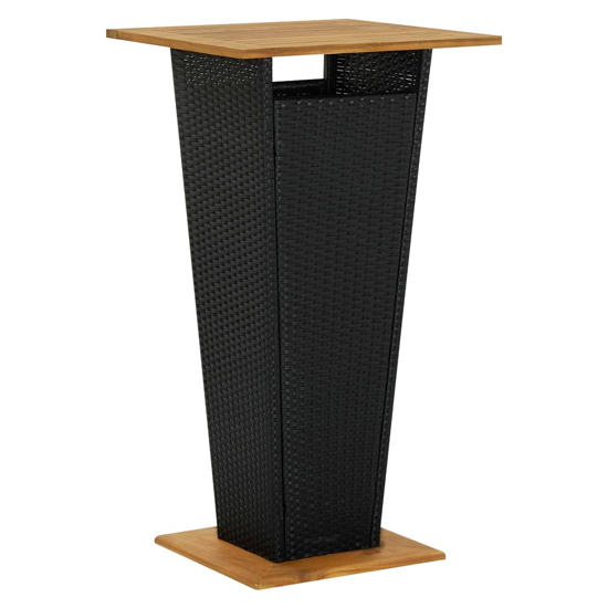 Selah 60cm Wooden Top Bar Table With Poly Rattan Base In Black