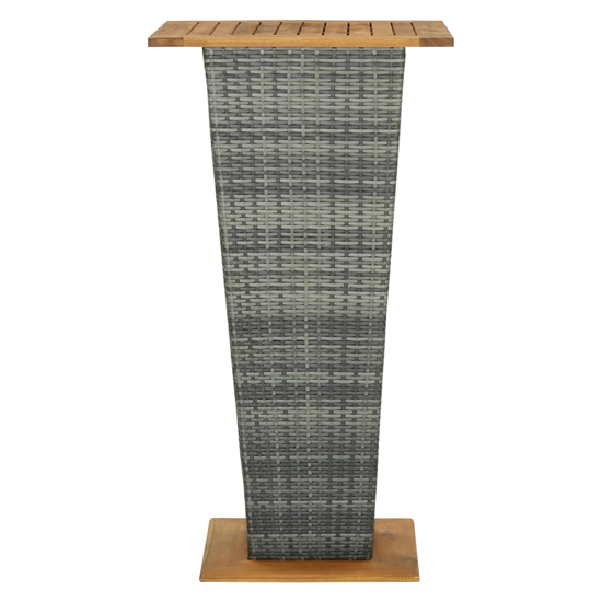Selah 60cm Wooden Top Bar Table With Poly Rattan Base In Grey