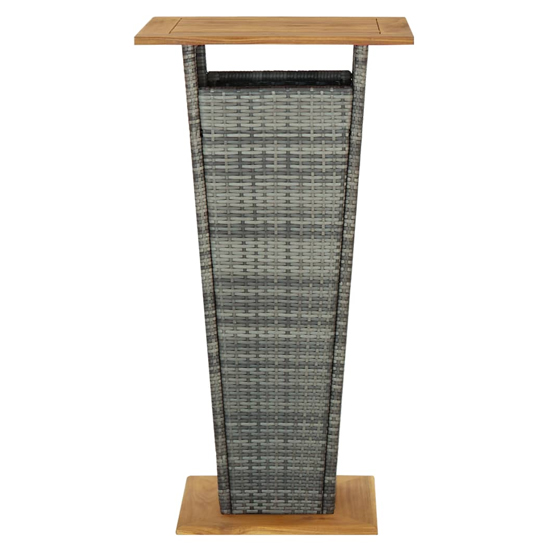 Selah 60cm Wooden Top Bar Table With Poly Rattan Base In Grey
