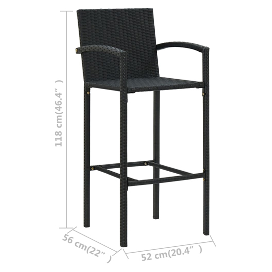 Selah Small Glass Top Bar Table With 2 Bar Chairs In Black_6