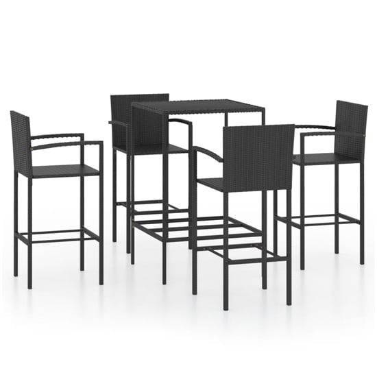 Selah Small Glass Top Bar Table With 4 Bar Chairs In Black_2