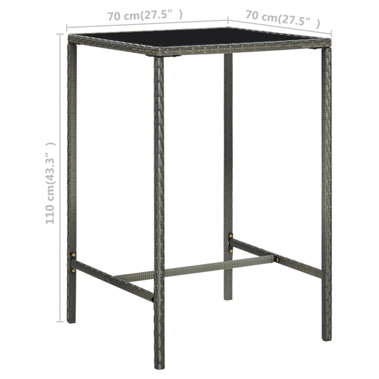 Selah Small Glass Top Bar Table With 4 Bar Chairs In Grey