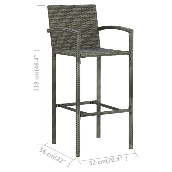 Selah Small Glass Top Bar Table With 4 Bar Chairs In Grey