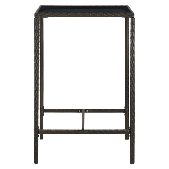 Selah 70cm Glass Top Bar Table With Poly Rattan Frame In Brown