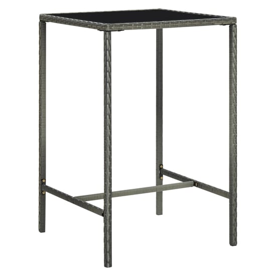 Product photograph of Selah 70cm Glass Top Bar Table With Poly Rattan Frame In Grey from Furniture in Fashion