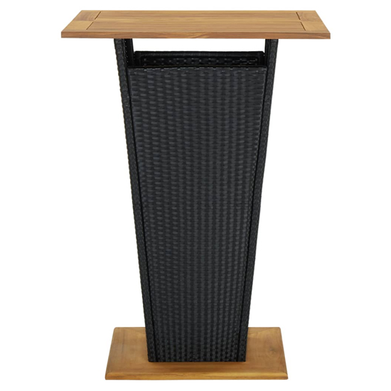 Selah 80cm Wooden Top Bar Table With Poly Rattan Base In Black