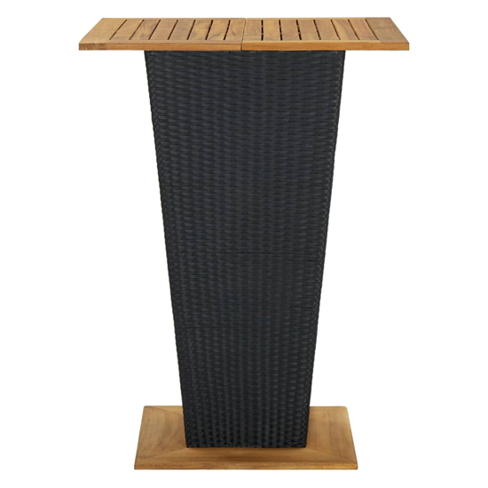 Selah 80cm Wooden Top Bar Table With Poly Rattan Base In Black