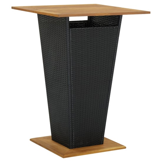Product photograph of Selah 80cm Wooden Top Bar Table With Poly Rattan Base In Black from Furniture in Fashion