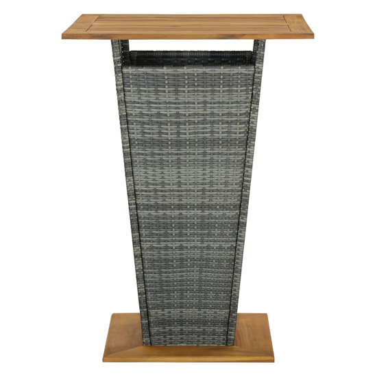 Selah 80cm Wooden Top Bar Table With Poly Rattan Base In Grey