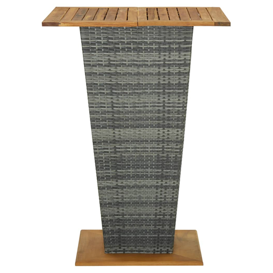 Selah 80cm Wooden Top Bar Table With Poly Rattan Base In Grey