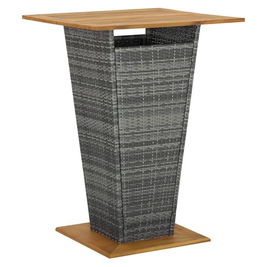 Product photograph of Selah 80cm Wooden Top Bar Table With Poly Rattan Base In Grey from Furniture in Fashion