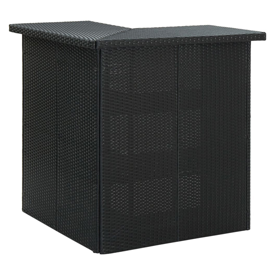 Photo of Selah corner poly rattan garden bar table in black