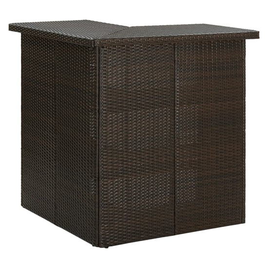 Product photograph of Selah Corner Poly Rattan Garden Bar Table In Brown from Furniture in Fashion
