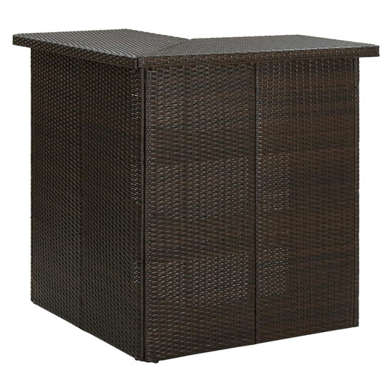 Photo of Selah corner poly rattan garden bar table in brown