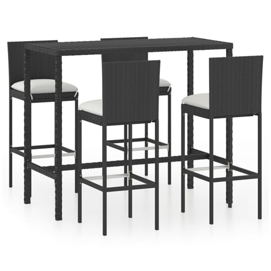 Selah Large Glass Top Bar Table With 4 Audriana Chairs In Black_1
