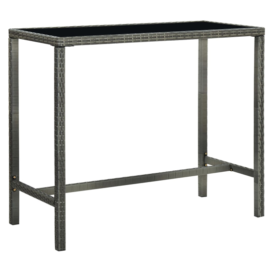Selah Large Glass Top Bar Table With 4 Audriana Chairs In Grey