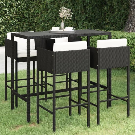 Selah Large Glass Top Bar Table With 4 Avyanna Chairs In Black_1