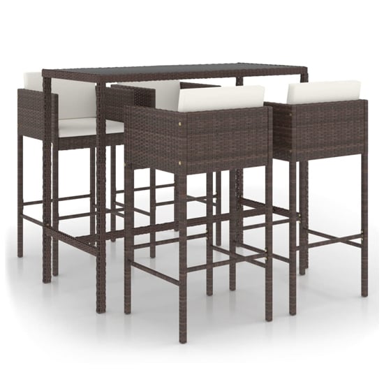 Selah Large Glass Top Bar Table With 4 Avyanna Chairs In Brown_2