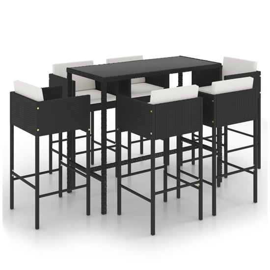 Selah Large Glass Top Bar Table With 6 Avyanna Chairs In Black_2