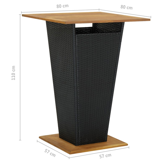 Selah Large Wooden Top Bar Table With 4 Audriana Chairs In Black