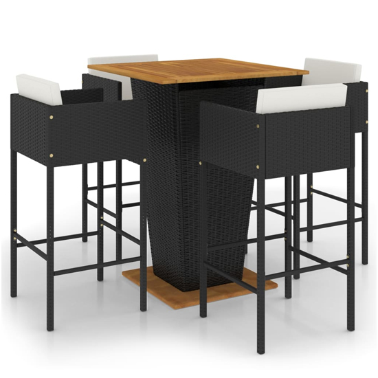 Selah Large Wooden Top Bar Table With 4 Avyanna Chairs In Black_2