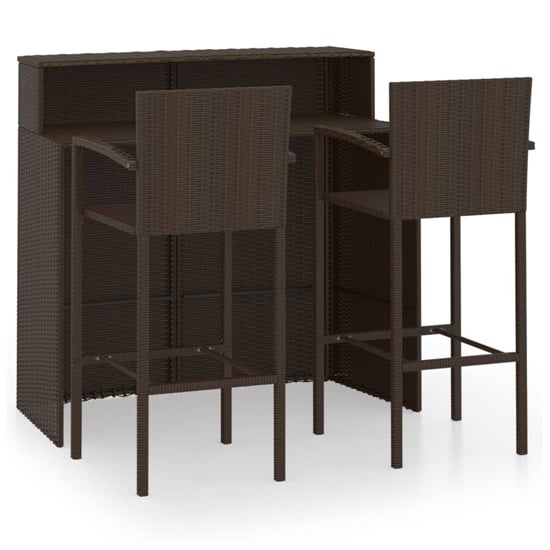 Selah Poly Rattan Bar Table With 2 Bar Chairs In Brown_2