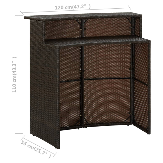 Selah Poly Rattan Bar Table With 2 Bar Chairs In Brown_5