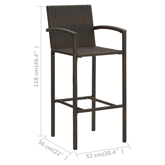 Selah Poly Rattan Bar Table With 2 Bar Chairs In Brown_6