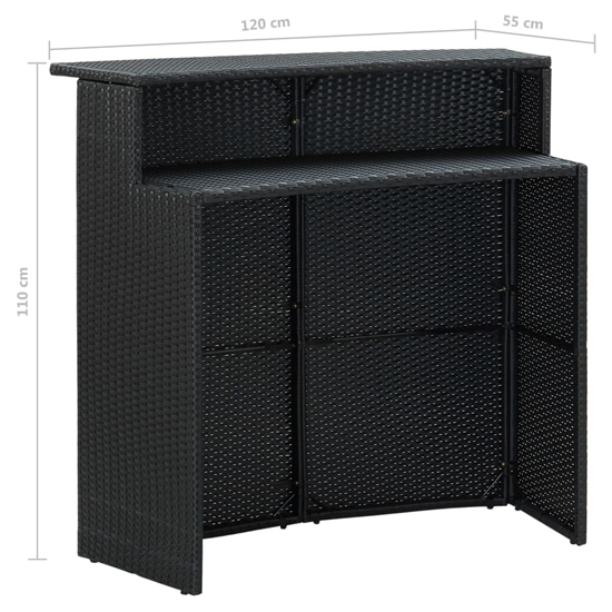 Selah Poly Rattan Bar Table With 4 Audriana Chairs In Black