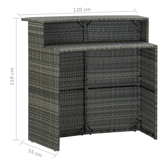 Selah Poly Rattan Bar Table With 4 Audriana Chairs In Grey