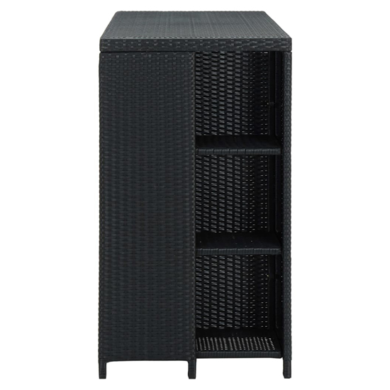 Selah Poly Rattan Bar Table With Storage Rack In Black